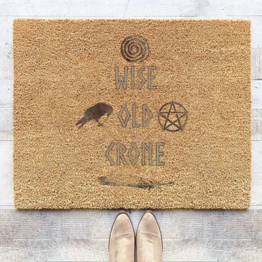 Discover Wise Old Crone Wicca Pagan Triple Goddess Feminist Coir Doormats