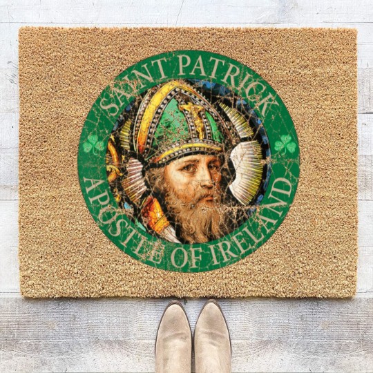 Discover Saint Patrick Apostle of Ireland distressed Coir Doormats