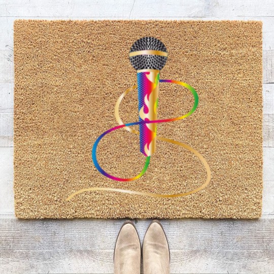 Discover stylish microphone with rainbow handle Coir Doormats