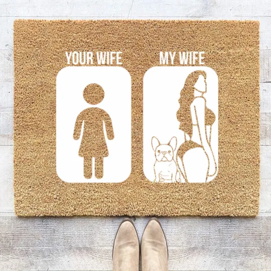 Discover Your Wife My Wife French Bulldog Sexy Coir Doormats