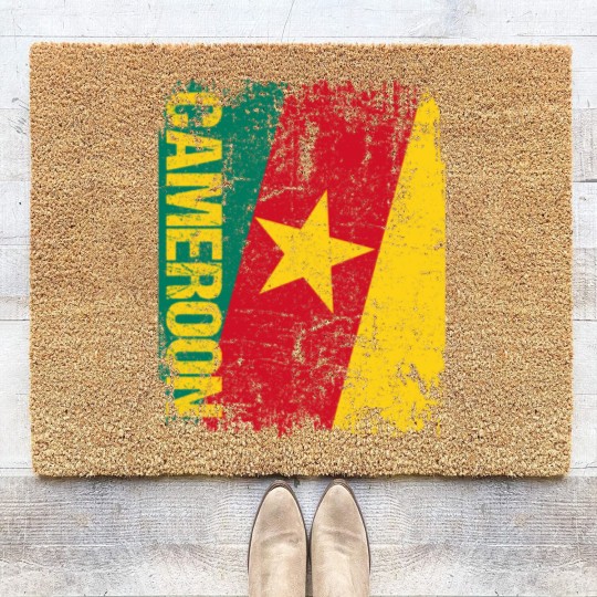 Discover Cameroon Flag Vintage Distressed Coir Doormats