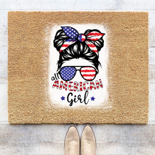 Discover All American Girl Bleached Coir Doormats Patriotic July 4th Coir Doormats