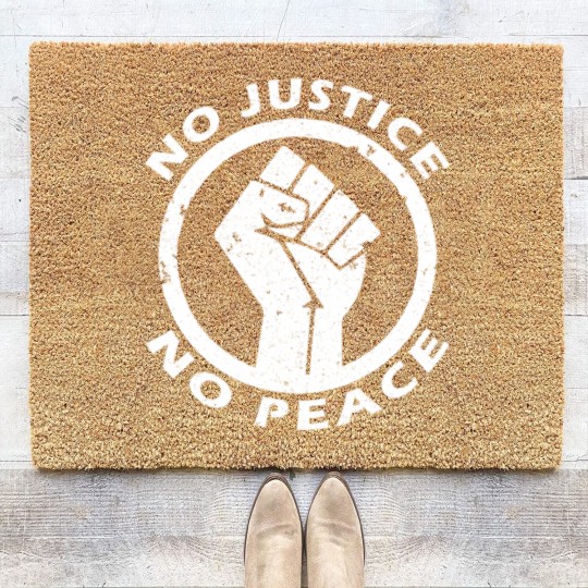 Discover no justice no peace Coir Doormats