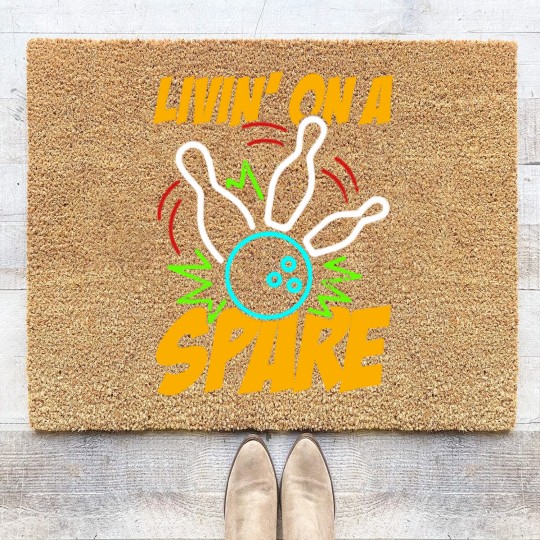 Discover Livin on a Spare Funny Bowling Bowler Coir Doormats
