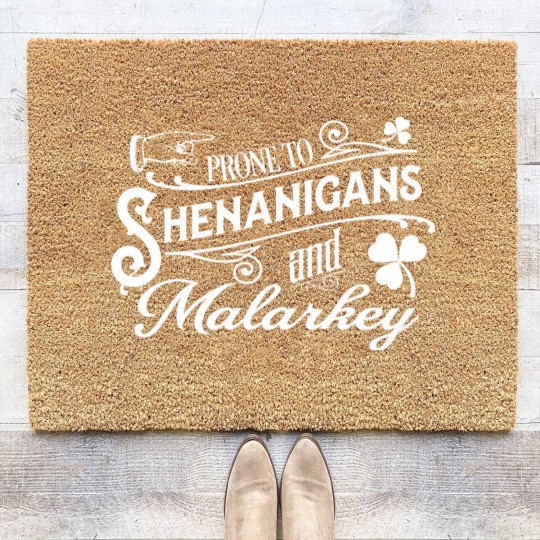 Discover GunShowTees Prone to Shenanigans and Malarkey Irish Coir Doormats