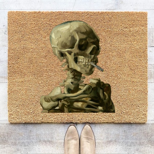 Discover Skull with Burning Cigarette by Vincent van Gogh - Skull - Coir Doormats