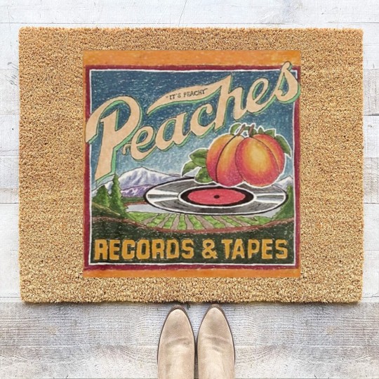 Discover Peaches Coir Doormats Coir Doormats Coir Doormats Coir Doormats Music Graphic Design Coir Doormats Vintage Retro Art 80s 1980s Tapes and Records Unisex Coir Doormats Gift