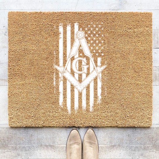 Discover Masonic American Flag Square And Compass Freemason Coir Doormats