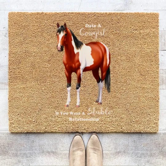 Discover Date A Cowgirl Bay Paint Horse - Horses - Coir Doormats