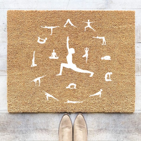 Discover Yoga poses Coir Doormats / Yoga Gift for women / Yogi gift / Woman's men's GYM exercise Top