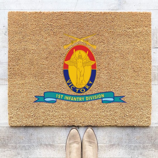 Discover Army 1st Infantry Division w Br Ribbon Coir Doormats