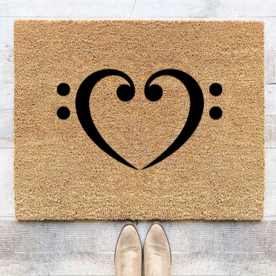 Discover Bass Clef Heart - Glow in the Dark! Coir Doormats
