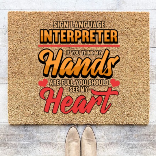 Discover sign language interpreter signpost gesture Coir Doormats