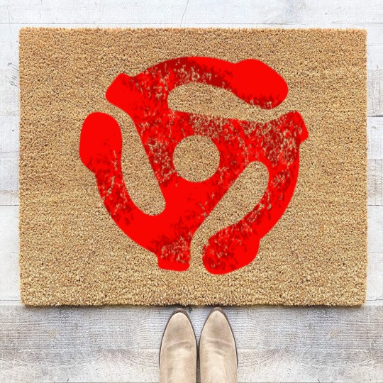 Discover Music Turntable Record Dj Red 45 Rpm Adapter Coir Doormats