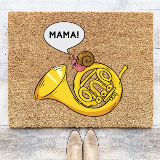 Discover Snail French Horn Shell Pun Musician Gift Coir Doormats