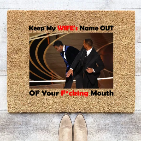 Discover Will Smith Smacks Chris Rocks Onstage Coir Doormats, Will Smith Coir Doormats, Will Smith Slapped Chris Rocks, 2022 Oscars, Meme Coir Doormats