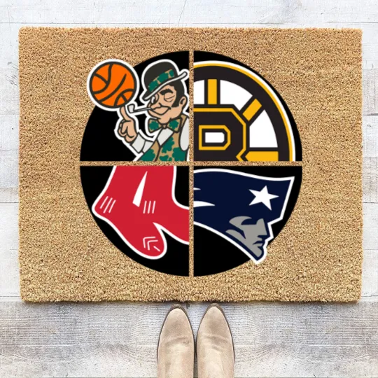 Discover Boston Sports Quad Cap Coir Doormats