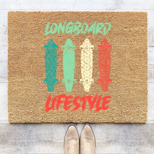 Discover Longboard Lifestyle Skateboarder Saying Gift Coir Doormats