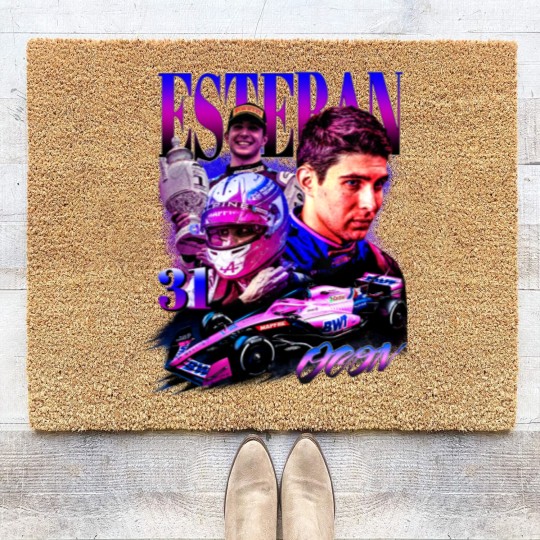 Discover Esteban Ocon Coir Doormats Driver Racing Championship Formula Racing Coir Doormats French Vintage Design 90s Graphic Coir Doormats