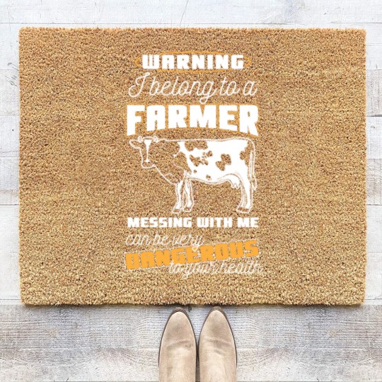 Discover Warning Belong To A Farmer Funny Farming Gift Coir Doormats