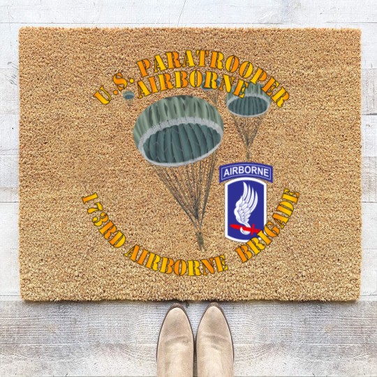 Discover Army - US Paratrooper - 173rd Airborne Bde wo Shadow - Military - Coir Doormats