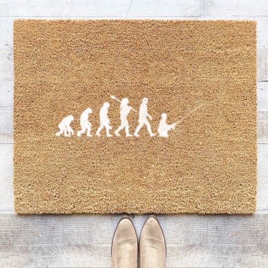 Discover Evolution of Man Fly Fishing Outdoor Hobby Family Coir Doormats