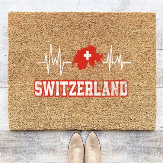 Discover Switzerland Heartbeat Coir Doormats