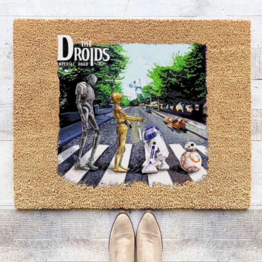 Discover Droids Abbey Road Movie Fan Famous Androids Coir Doormats