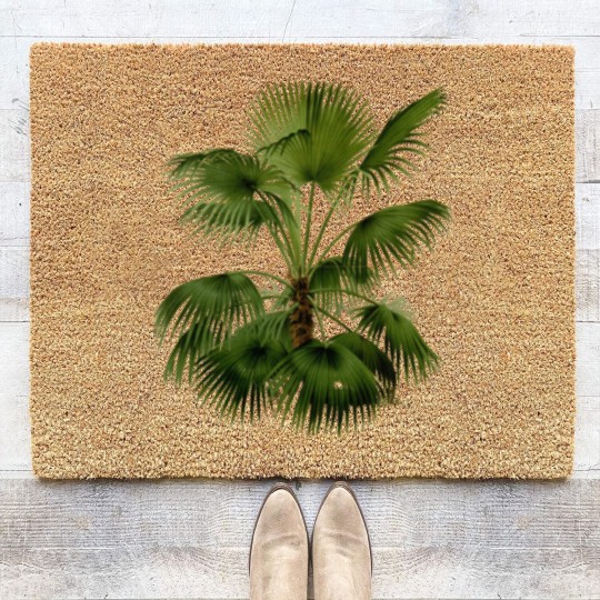 Discover Palm Tree Botanical Illustration Coir Doormats