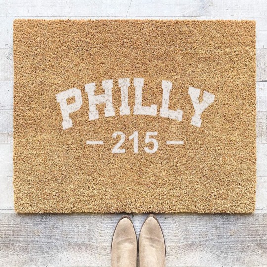 Discover Philly 215 T Retro Vintage Gift Men Women Kids Coir Doormats