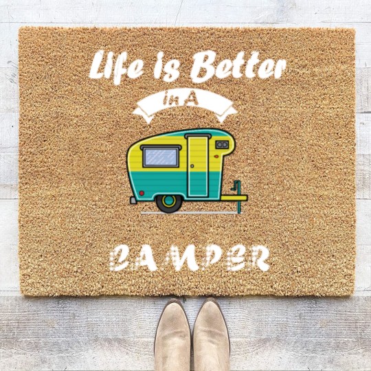 Discover Happy Life in Camper - camping Coir Doormats