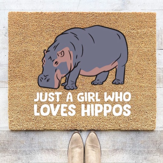 Discover Hippo Girl Just a Girl Who Loves Hippos Coir Doormats