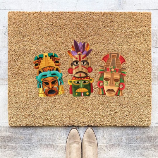 Discover Aztec Mask Inca Culture Maya Civilization Gift Coir Doormats