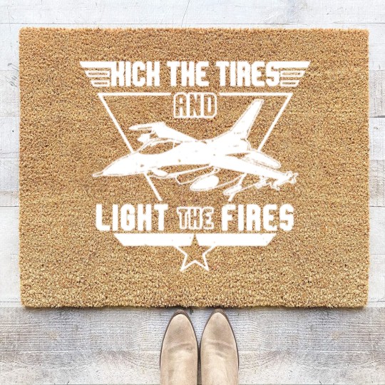 Discover Kick the Tires and Light the Fires Fighter Jet Coir Doormats