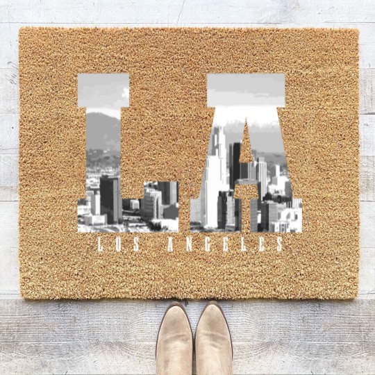 Discover Los Angeles California Skyline Coir Doormats