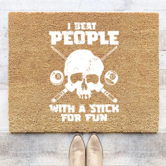 Discover Pool Billiard - I Beat People With A Stick For Fun Coir Doormats