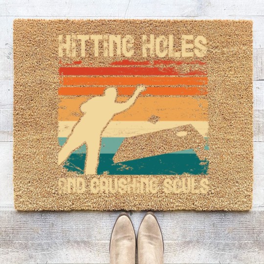 Discover Hitting Holes and Crushing Souls Cornhole Hole Coir Doormats