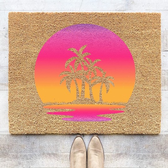 Discover Retro Sunset Retrowave Lake Sunsetby retrohub Coir Doormats
