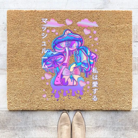 Discover Pastel Goth Mushroom Japan Kanji Coir Doormats