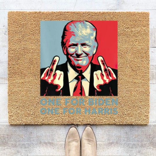 Discover Middle Finger Biden Republican American Flag Coir Doormats