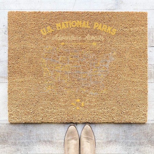 Discover National Parks Map Camping Women Men Hiking 7186 Coir Doormats