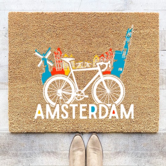 Discover Amsterdam bike in Holland Coir Doormats