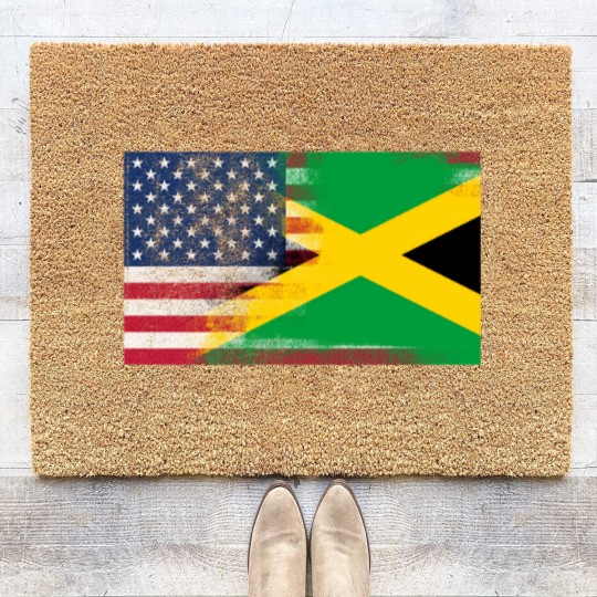 Discover Jamaican American Half Jamaica Half America Flag Coir Doormats