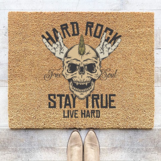 Discover Hard Rock Stay True Live Hard Rockstar Heavy Metal Coir Doormats