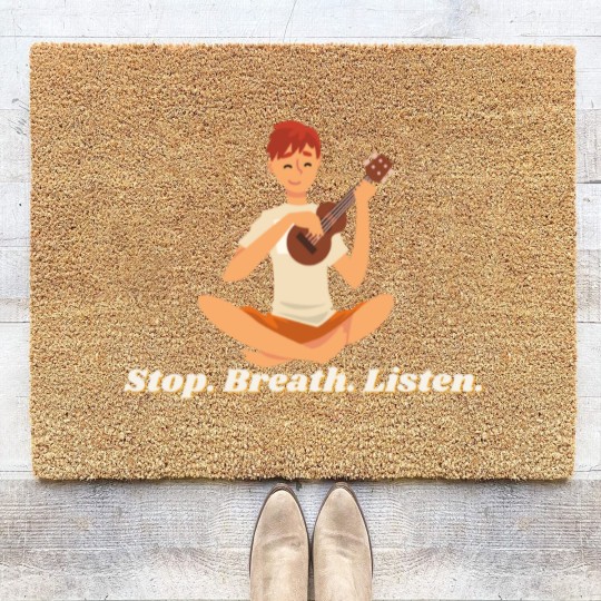 Discover Ukulele stop breath listen play song Coir Doormats