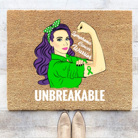 Discover Lymphoma Cancer Awareness Warrior Unbreakable Support - Lymphoma Cancer - Coir Doormats