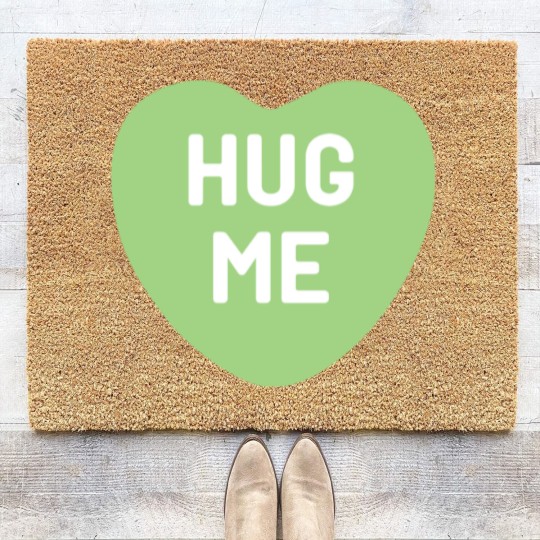 Discover Hug Me Green Candy Heart Coir Doormats