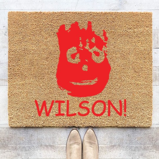 Discover WILSON FUNNY RETRO MOVIE CASTAWAY FILM CLASSIC Coir Doormats