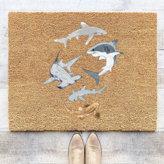 Discover Types of Sharks Collection Coir Doormats