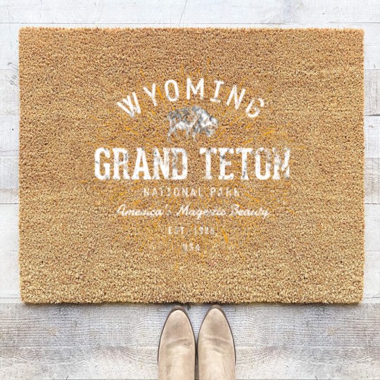 Discover Retro Vintage Grand Teton National Park Coir Doormats